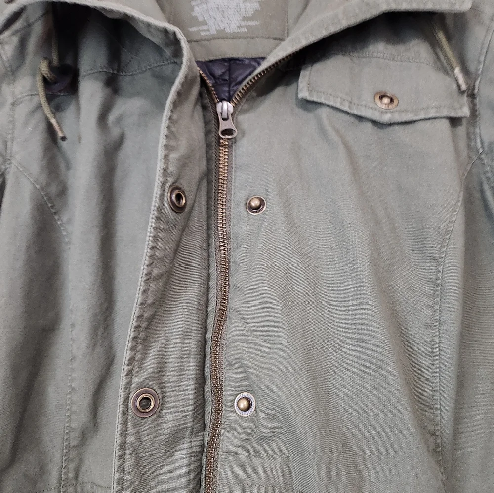 LL Bean East End Parka Canvas  Thinsulate Military Hooded Utility Jacket Size S